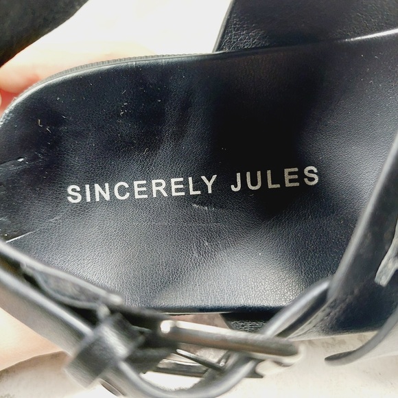 NEW Sincerely Jules Heaven Platform Black Buckle Lug Sandals H669 - Picture 10 of 12